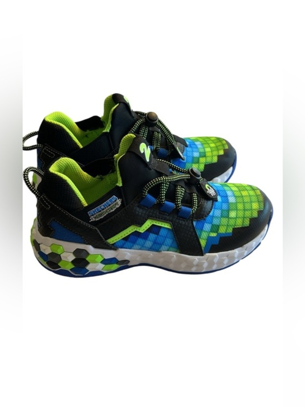 Skechers Kids' Green & Blue Pixel-Print Athletic Sneakers